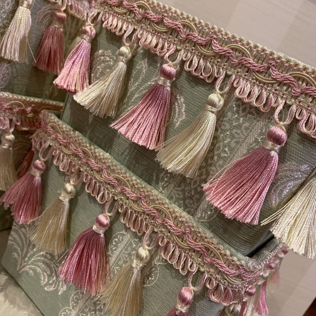 【4点セット】ミントグリーン　ロココタッセル収納ボックス