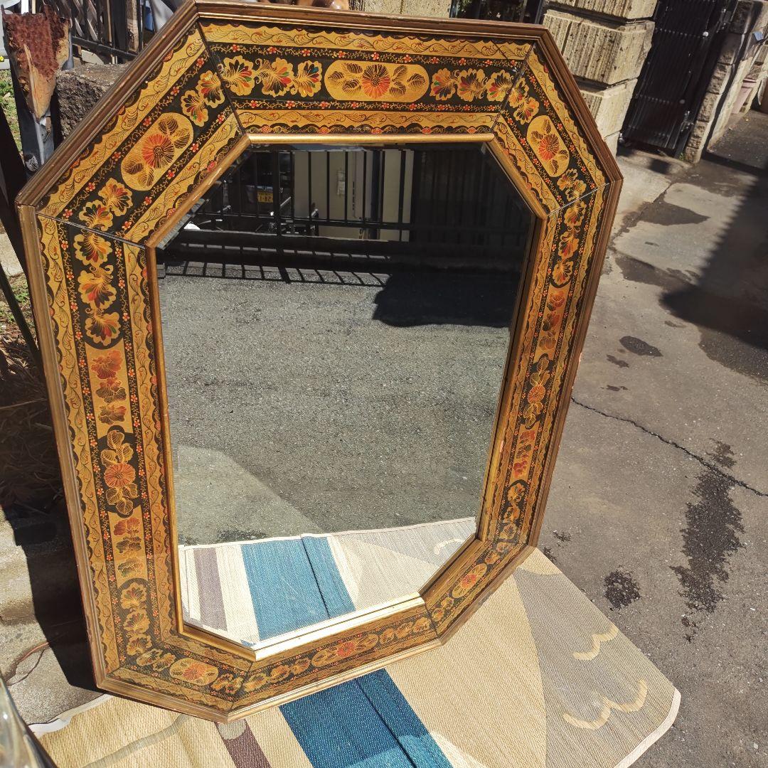 ヴィンテージ　イタリア 　特大　高級八角鏡 　壁掛けミラー　 120㌢　送料込