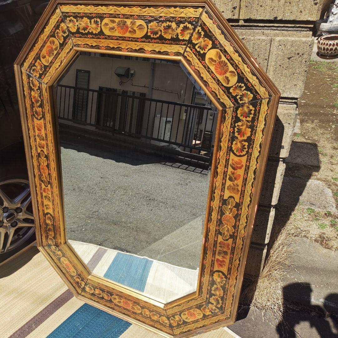 ヴィンテージ　イタリア 　特大　高級八角鏡 　壁掛けミラー　 120㌢　送料込
