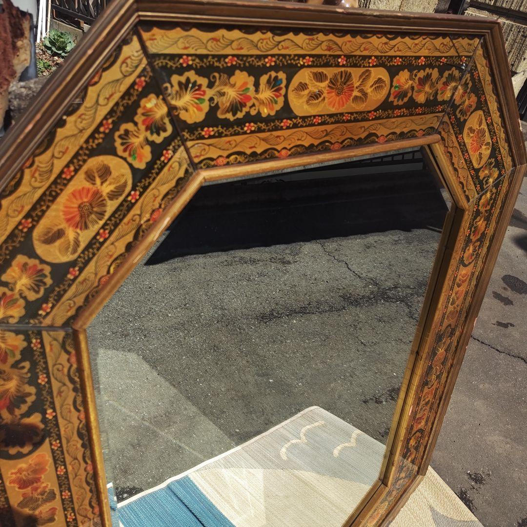 ヴィンテージ　イタリア 　特大　高級八角鏡 　壁掛けミラー　 120㌢　送料込