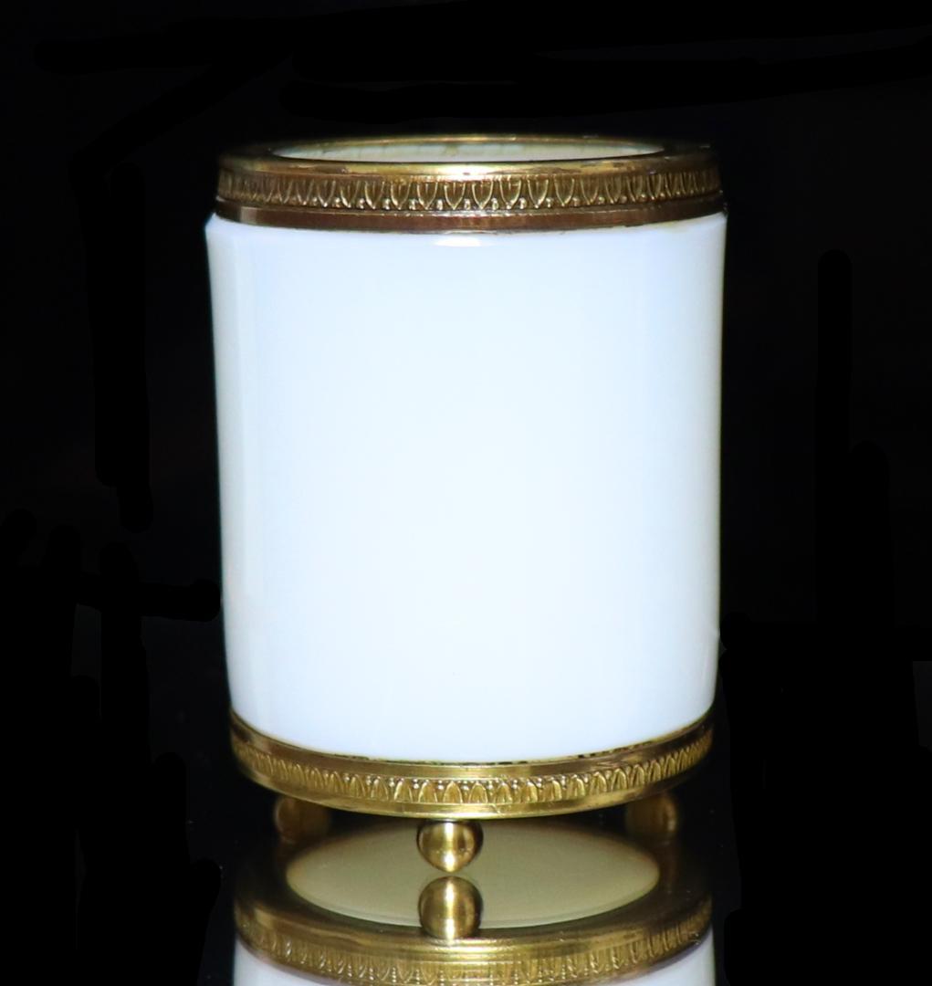 オールド・バカラ オパーリンクリスタル製 ブロンズ装飾ペン立て 金彩 小物入れ