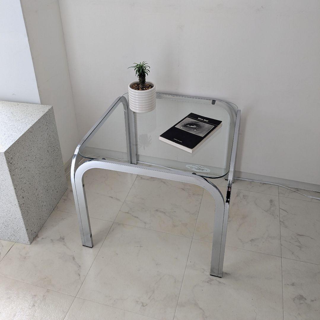 クローム×ガラス コーヒー テーブル 80-90s ミッドセンチュリー ンテージ