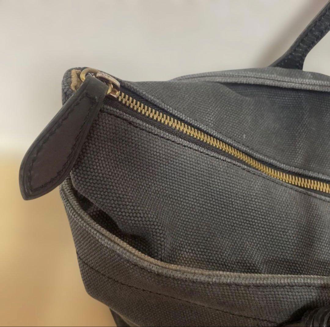 希少 RALPH LAUREN トートバッグ レザー キャンバス ゴールド刺繍