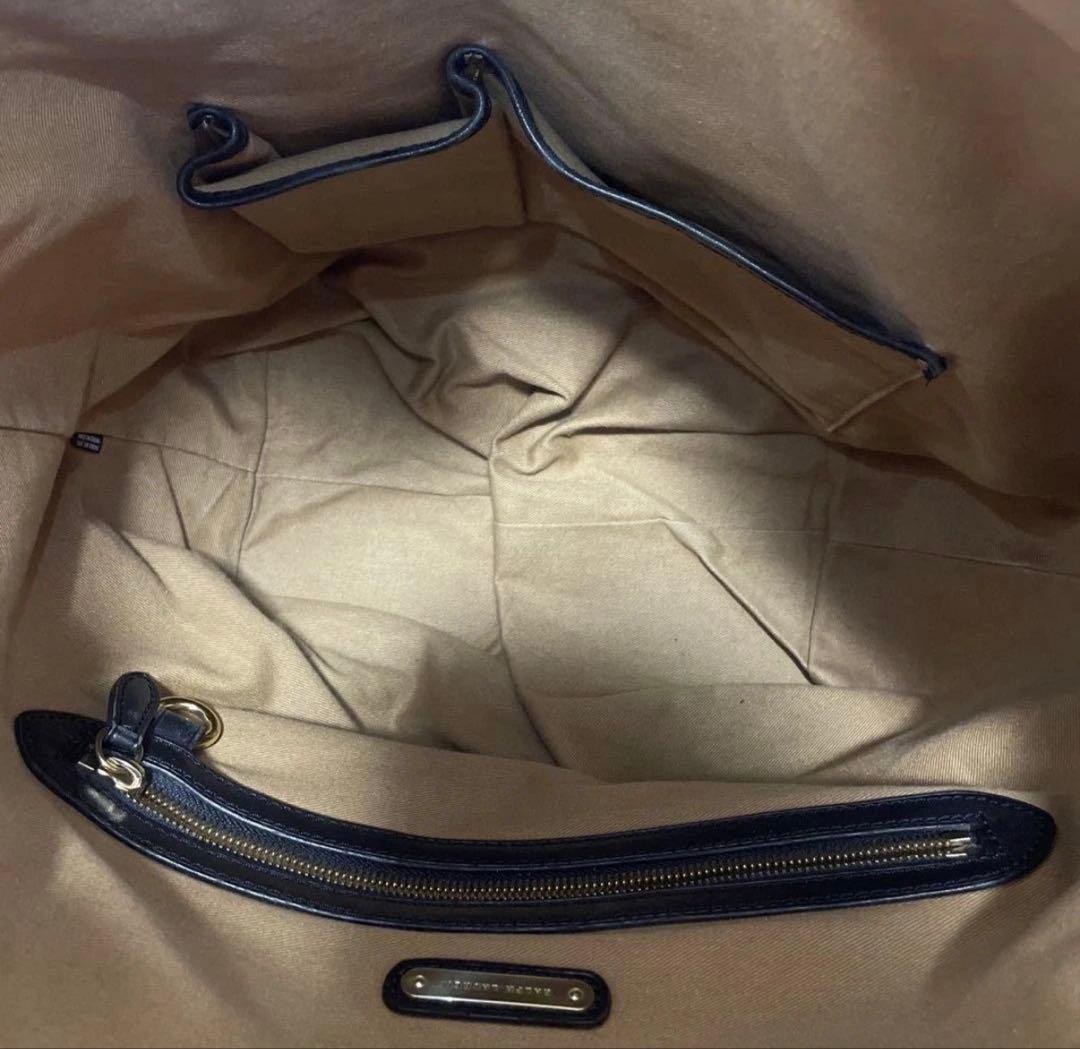 希少 RALPH LAUREN トートバッグ レザー キャンバス ゴールド刺繍