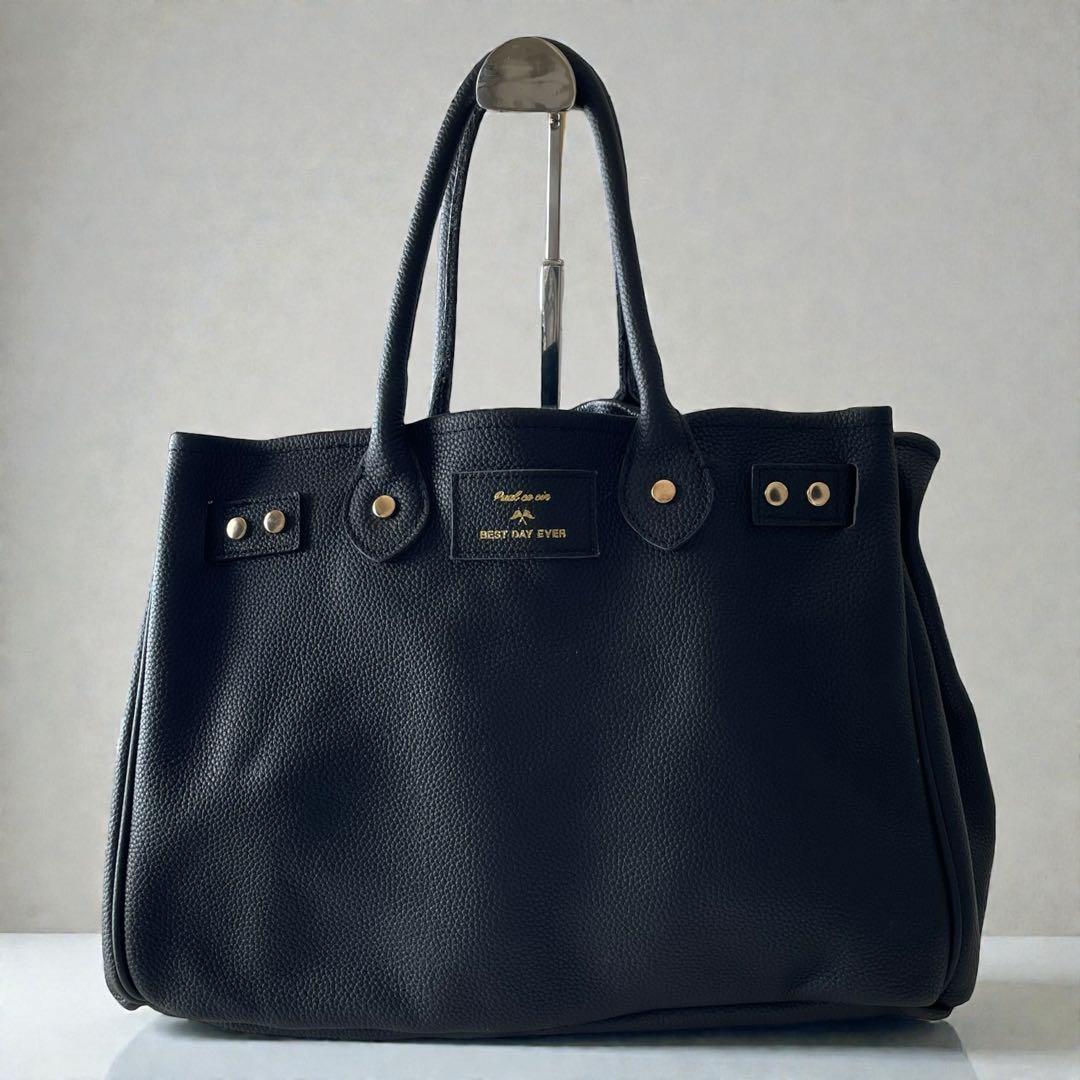 極美品☆Pual ce cin ブラックトートバッグ 2way シボ革　ベルト