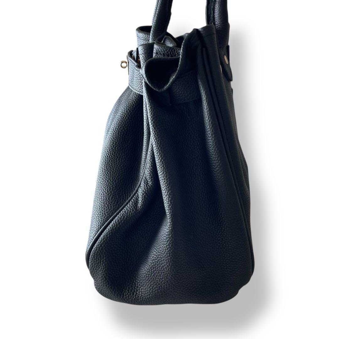 極美品☆Pual ce cin ブラックトートバッグ 2way シボ革　ベルト