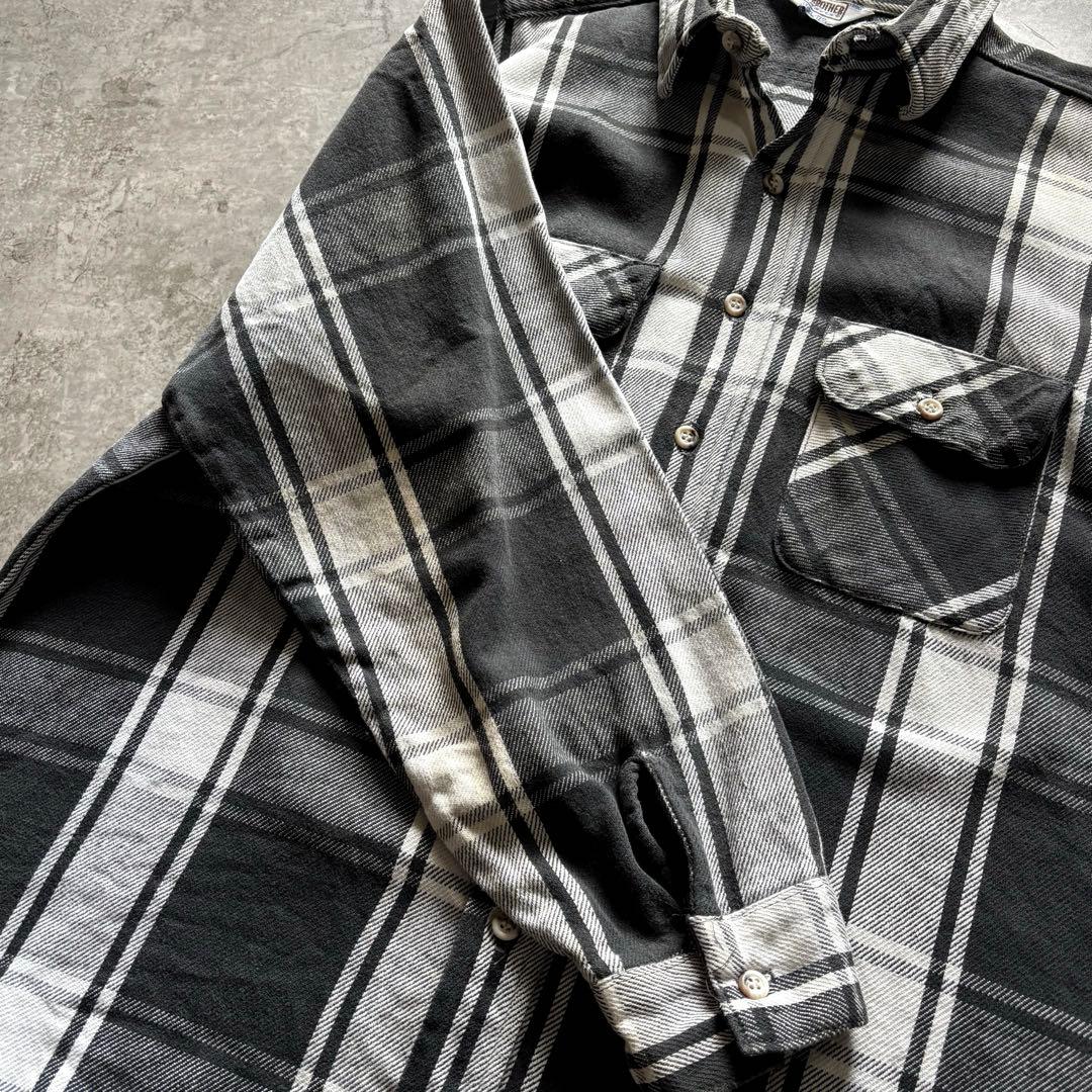 配色最高70s80s FIVE BROTHERファイブブラザー ネルシャツ 白黒