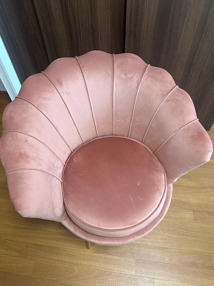 貝殻型ベルベット1人掛けソファ