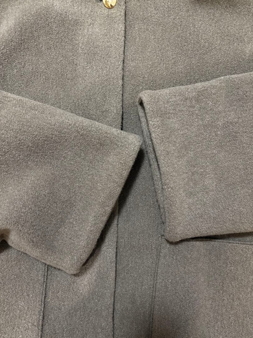 moi tytto ノーカラーボアミドルコート ブラウン