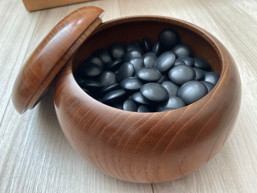 34号　蛤碁石　本蛤碁石　那智黒石　碁石　木箱付