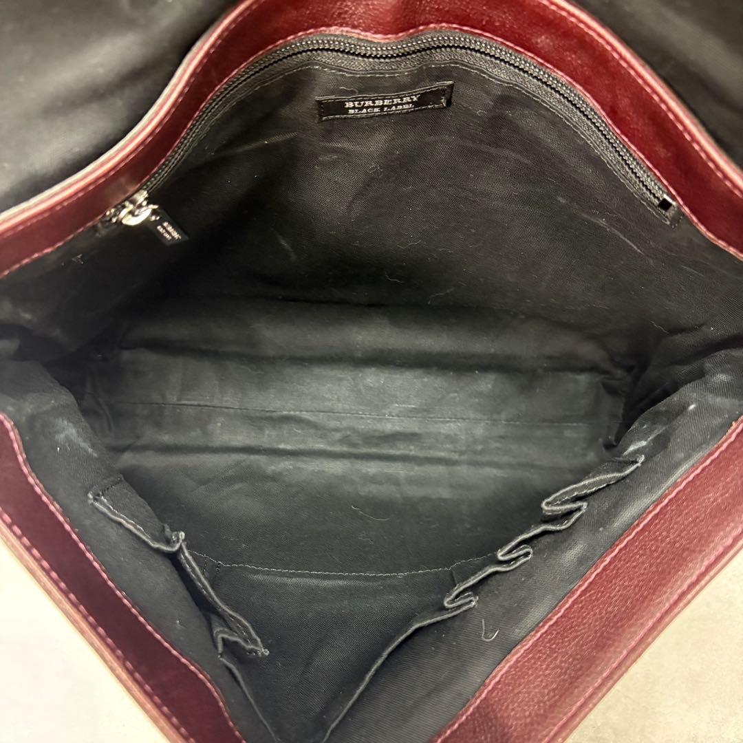 美品 希少 バーバリーブラックレーベル メッセンジャーバッグ レザー A4収納可