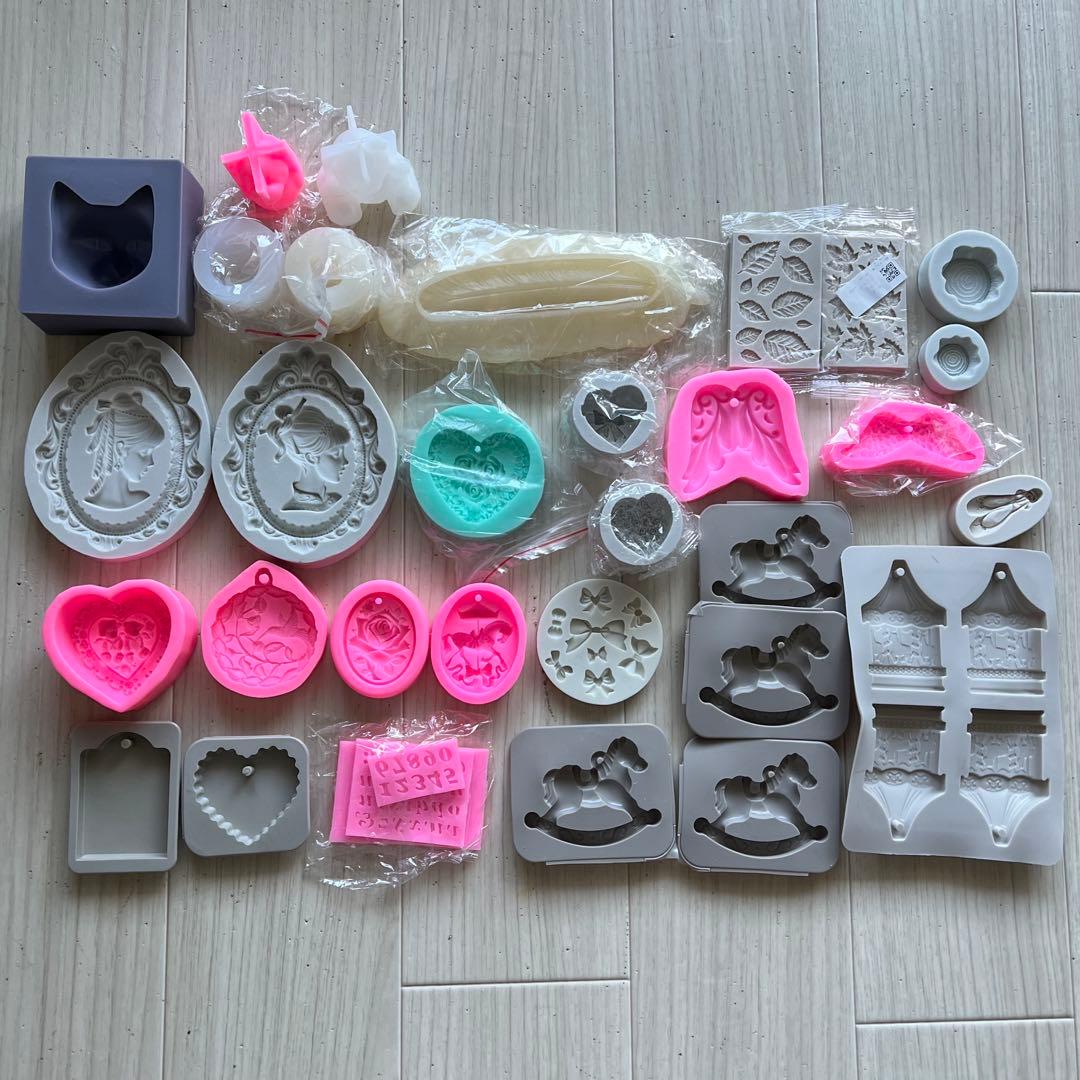 石鹸 石膏 レジン キャンドル シリコンモールドセット 動物 植物等 33個入り
