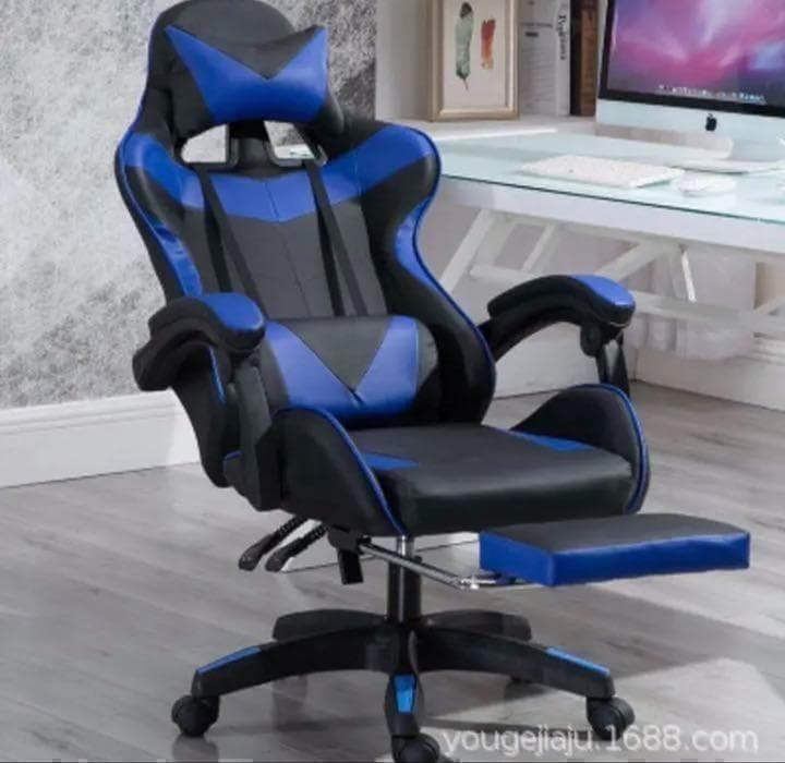 セール ゲーミングチェア オフィスチェア 椅子 リクライニング フットレスト 青