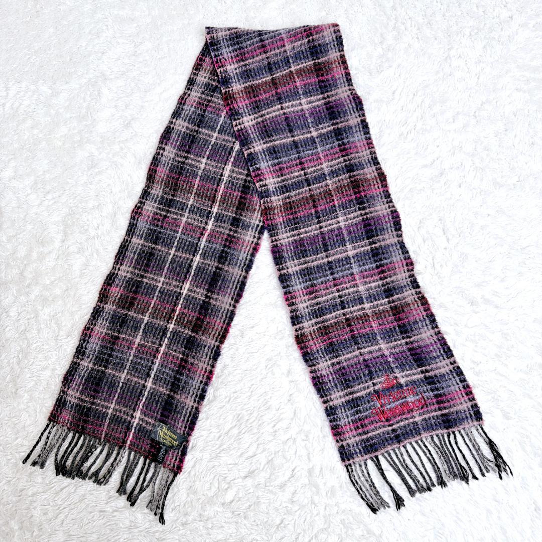 希少✨ Vivienne Westwood チェック オーブ マフラー ワッフル