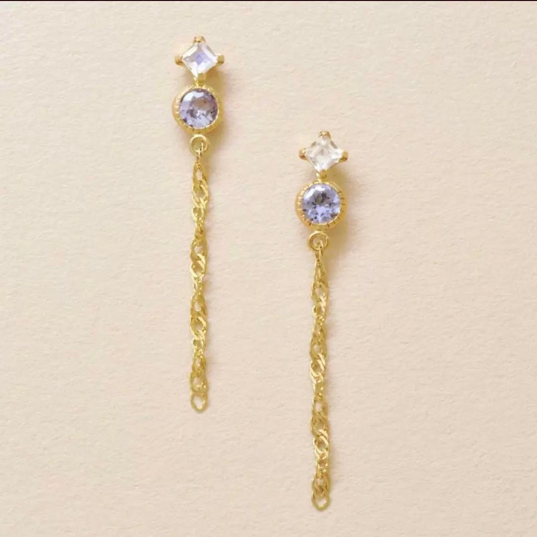 【TAKE-UP】K18・K10タンザナイトスイングピアス(YG)