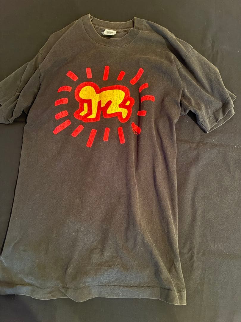 90s POP SHOP キースへリング Tシャツ 黒 L ビンテージ