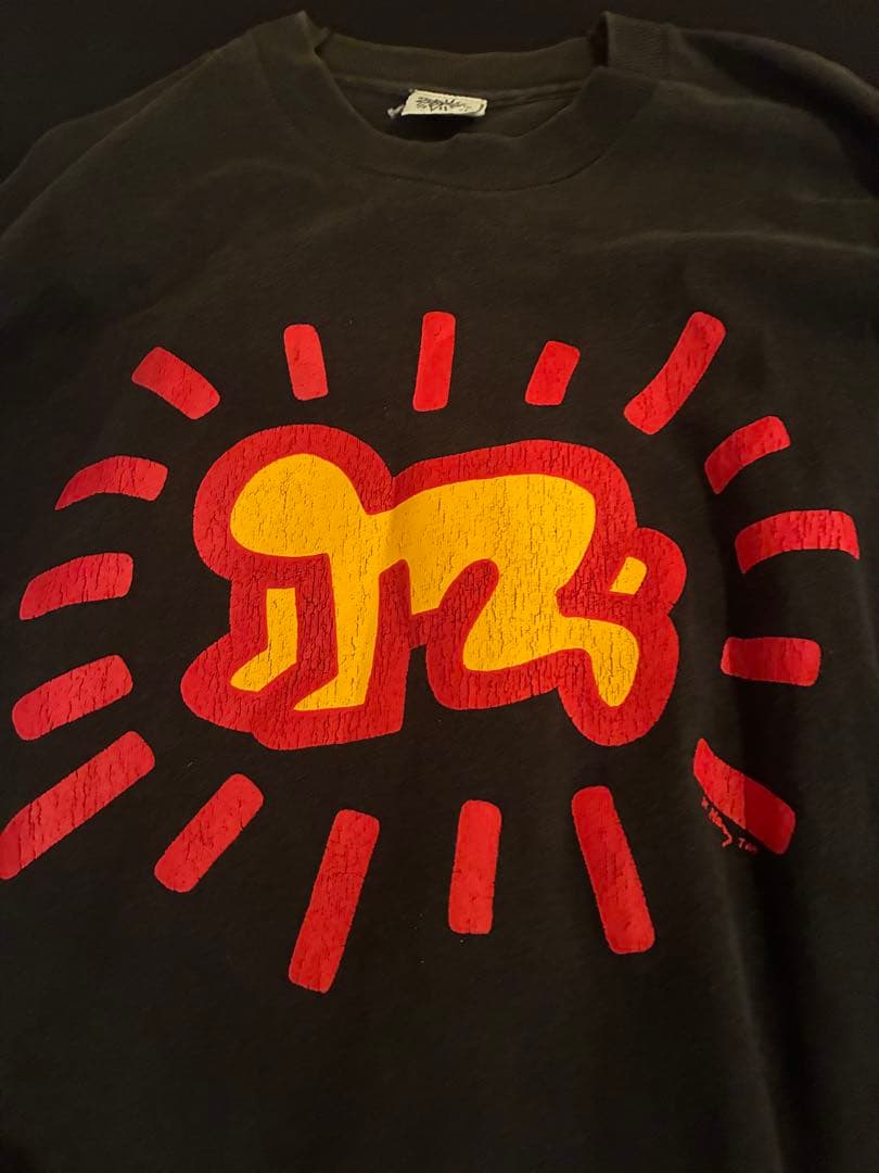 90s POP SHOP キースへリング Tシャツ 黒 L ビンテージ