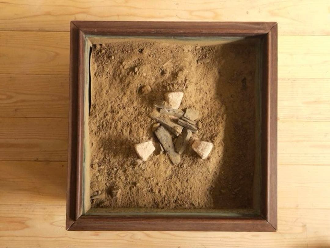 茶釜　置炉　火鉢　木彫　無垢　セット　骨董　時代もの　古道具　アンティーク