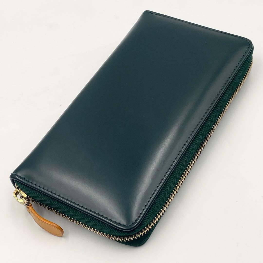 ETTINGER エッティンガー ラウンドファスナー 長財布 レザー 緑オレンジ