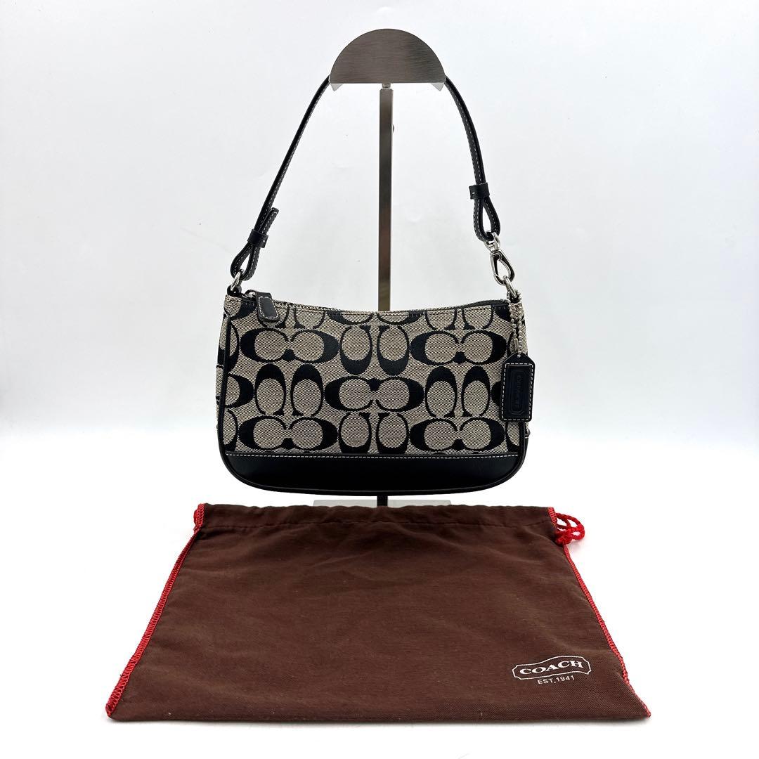 【美品】COACH キャンバス アクセサリーポーチ シグネチャー 保管袋付き