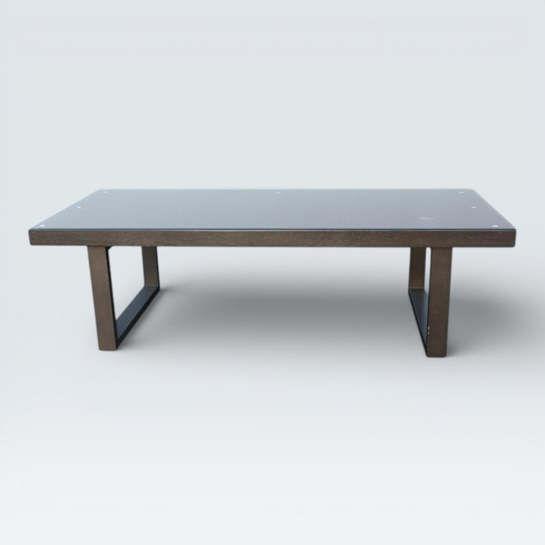 ネルソンベンチ風 センターテーブル ガラス天板 幅120cm