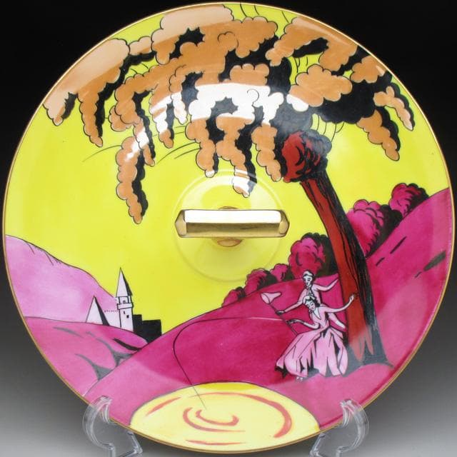 オールドノリタケ 釣り風景絵 サンドイッチプレート 24cm