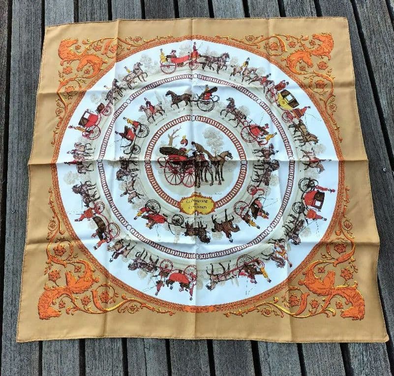 美品　Hermès　カレ90　 ロンシャンへの散歩