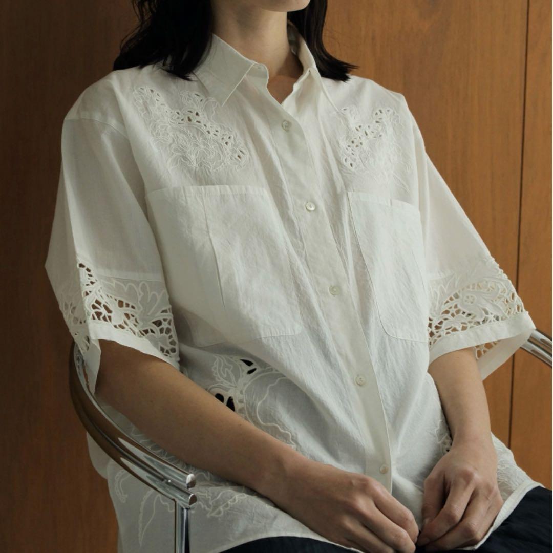 anuke Cutwork Lace Shirts 刺繍 シャツ ホワイト