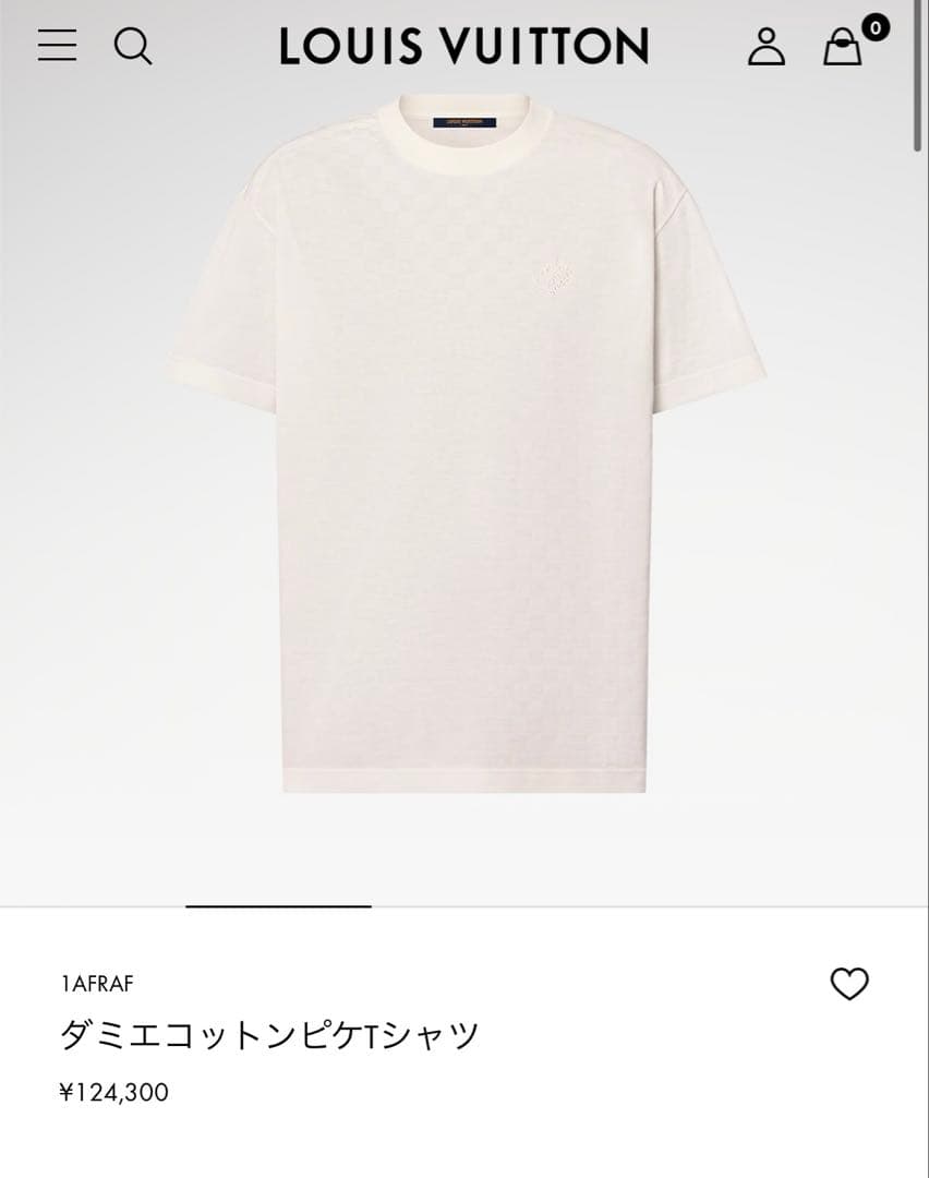 美品　ルイヴィトン　ダミエコットンピケTシャツ　ＸＬ