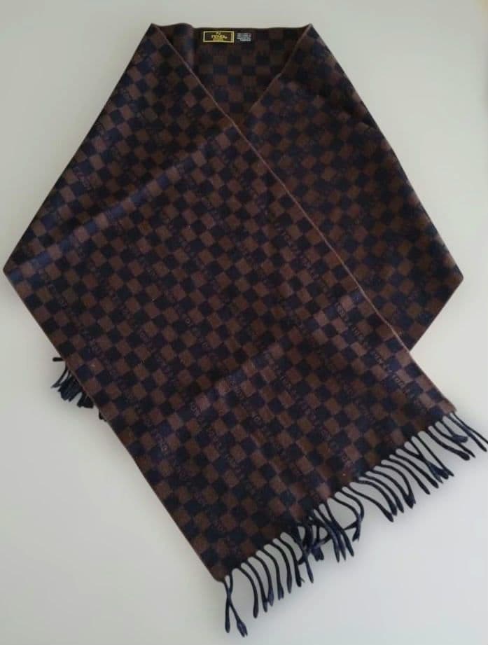 Fendi チェック柄マフラー ブラウン・ネイビー