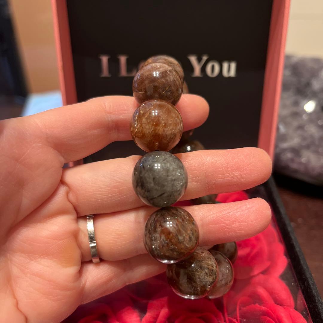 天然石ブレスレット　フォーリエテッドマイカインクォーツ　超大玉　18ミリ