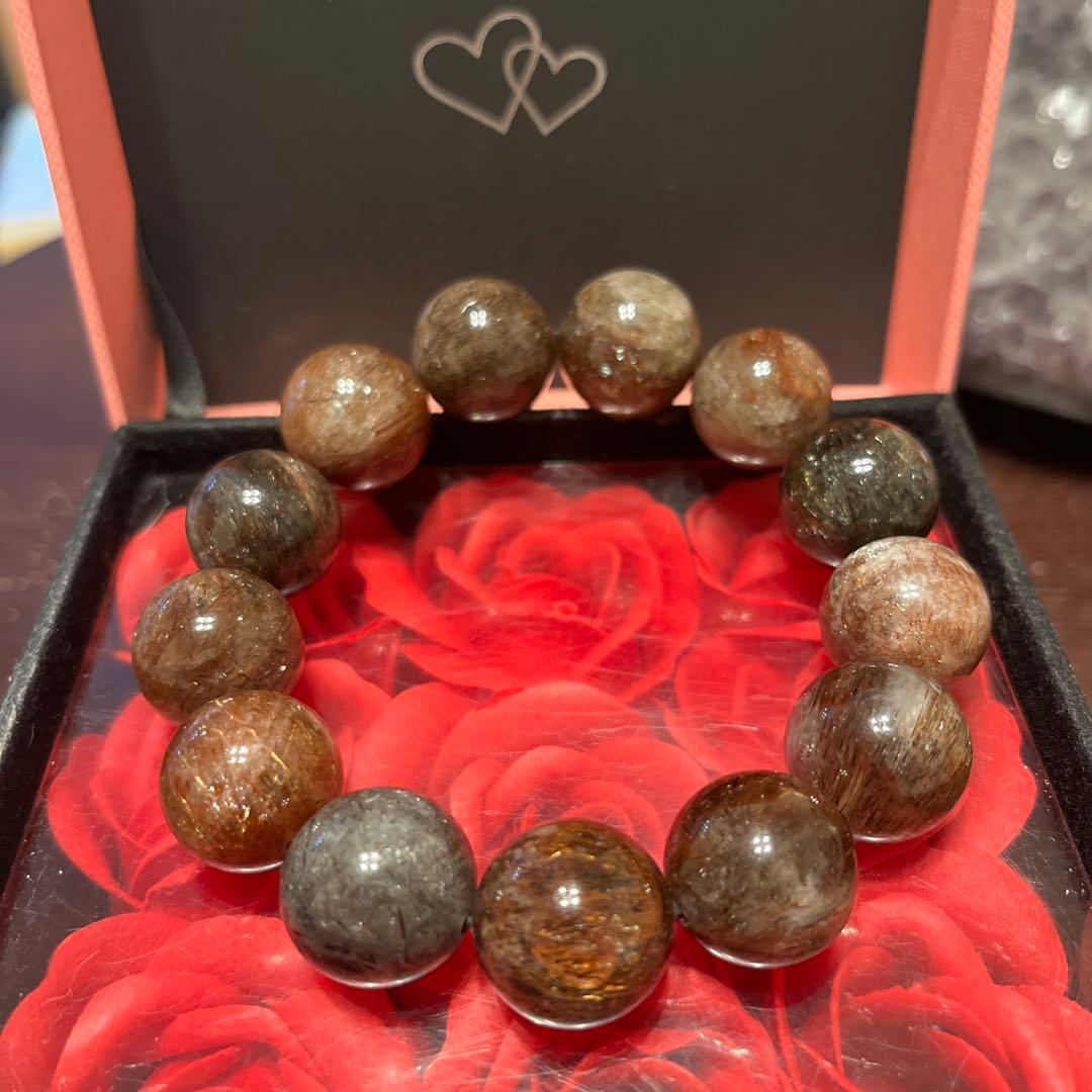 天然石ブレスレット　フォーリエテッドマイカインクォーツ　超大玉　18ミリ