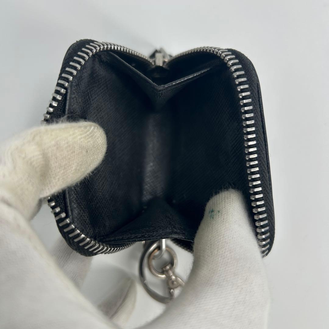 希少・美品　プラダ　ケース　キーリング　サフィアーノ　三角ロゴ　黒　メンズ