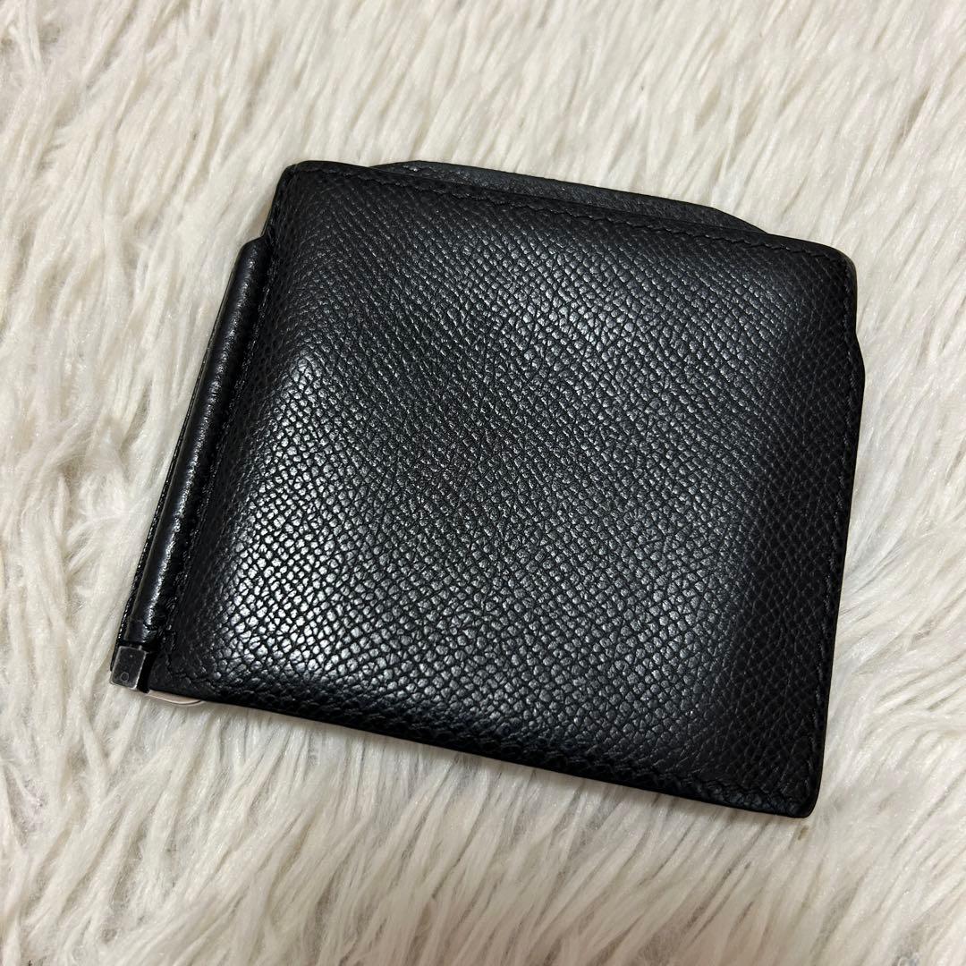 ⭐️極美品⭐️ヴァレクストラ　マネークリップ　二つ折り財布　レザー　ブラック