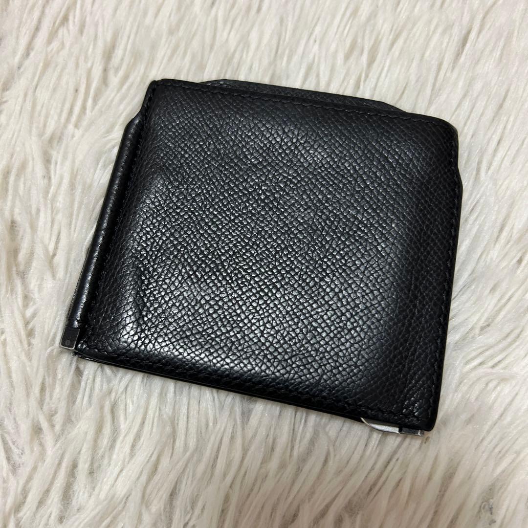 ⭐️極美品⭐️ヴァレクストラ　マネークリップ　二つ折り財布　レザー　ブラック