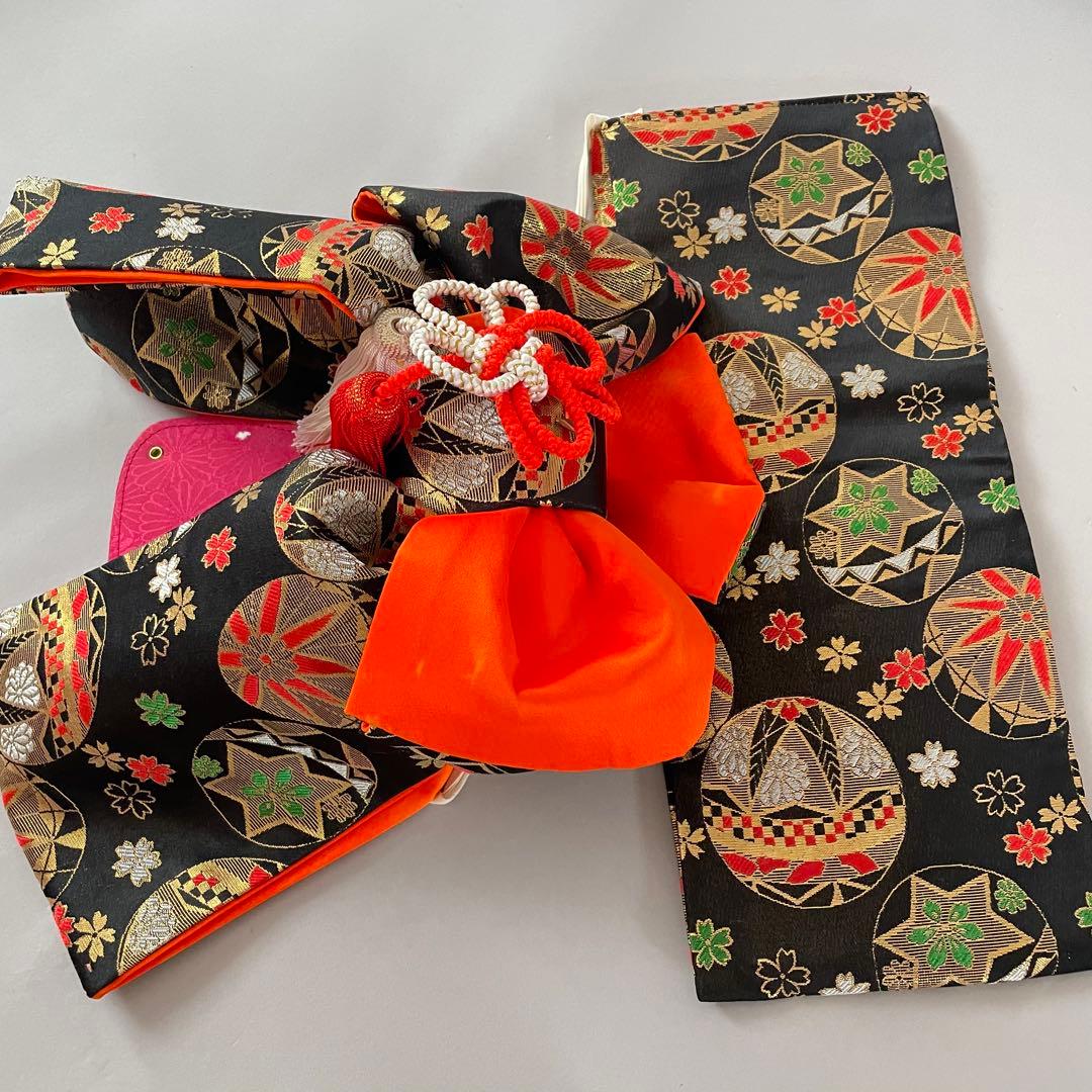 七五三 アンティークお着物セット　小柄な7歳さん　6歳　作り帯コーデ　髪飾り付き