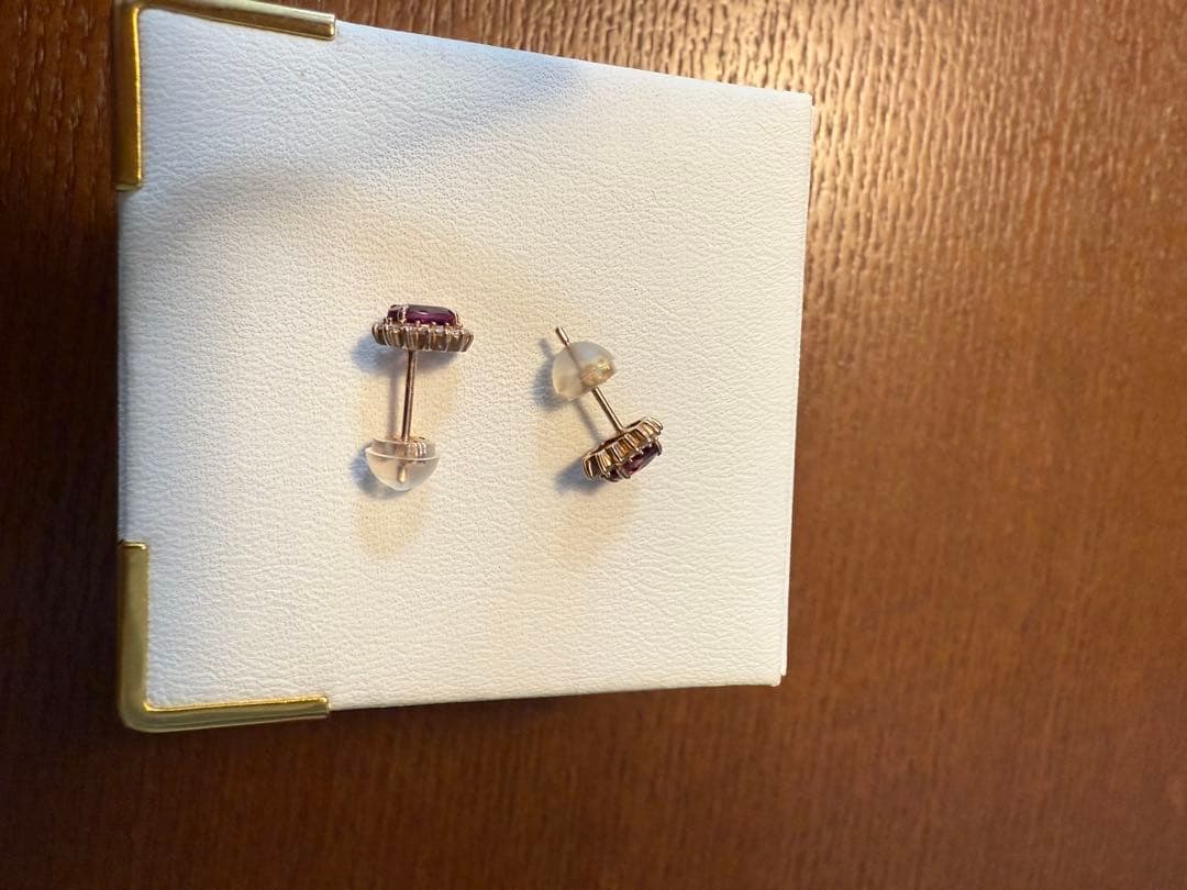 k18 ピアス ロードライトガーネット×ダイヤ