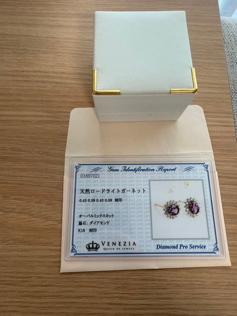 k18 ピアス ロードライトガーネット×ダイヤ