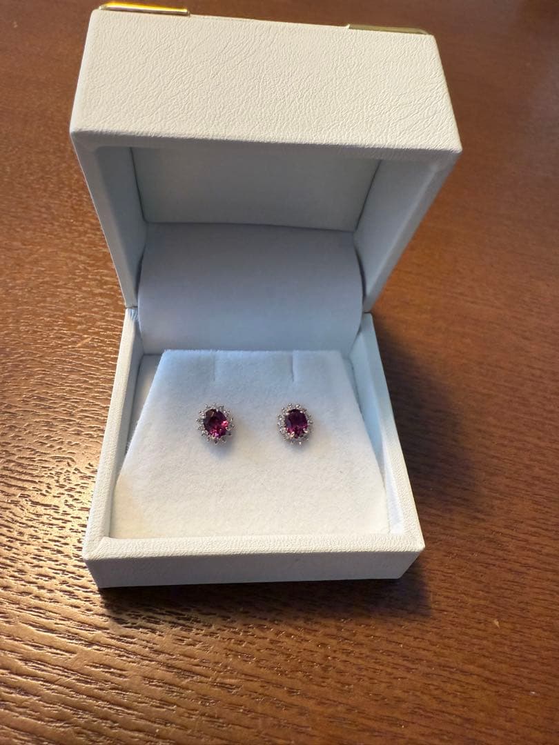 k18 ピアス ロードライトガーネット×ダイヤ