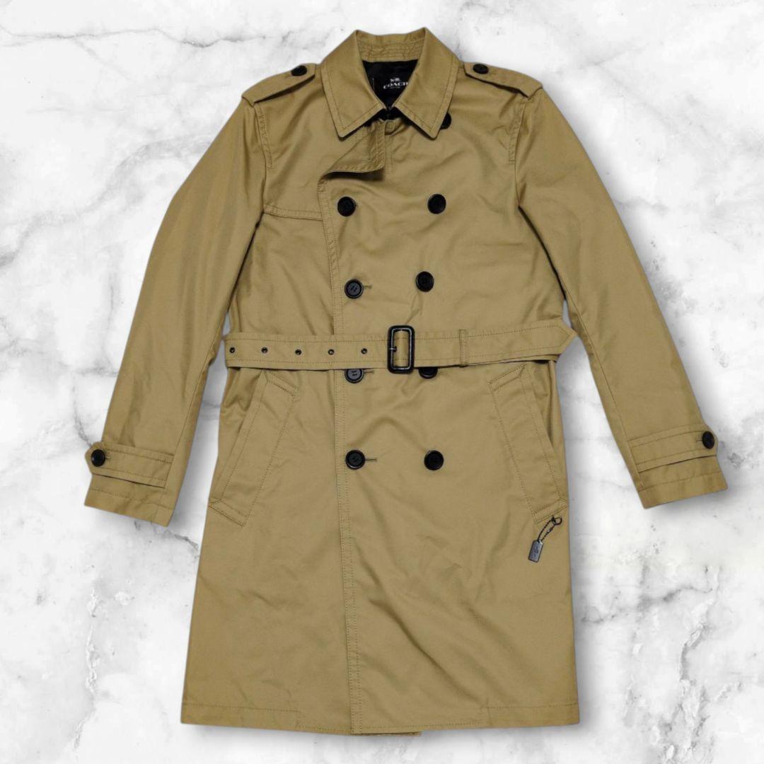 極美品✨ COACH トレンチコート レザー切り替え　ダブル　チャーム付き