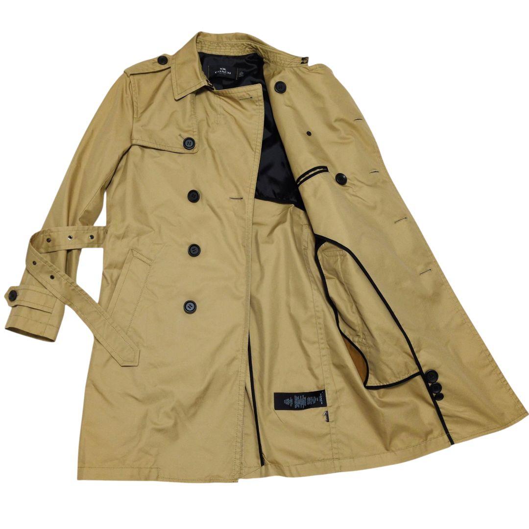 極美品✨ COACH トレンチコート レザー切り替え　ダブル　チャーム付き