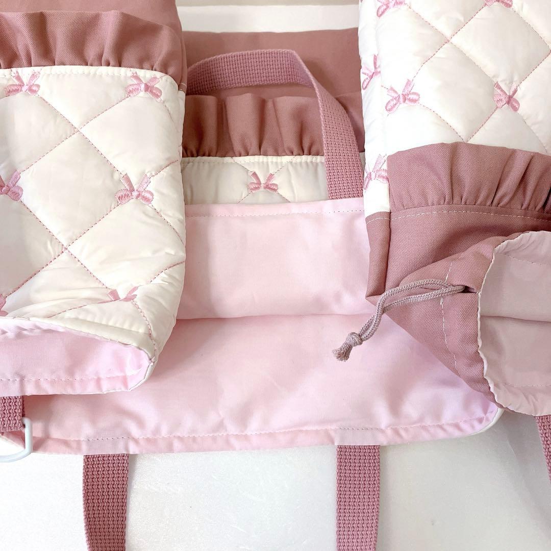 レッスンバッグ 上履き入れ　体操服袋　リボンキルト　韓国生地