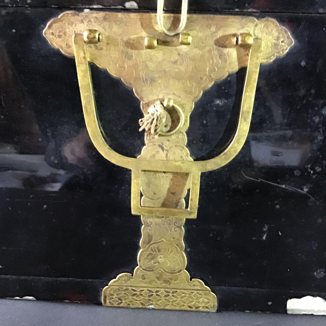 鎧櫃具足挟箱　銀杏家紋　厚漆塗黄銅金具彫刻　江戸期保証