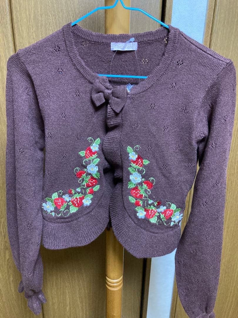 axes femme シャルミエール いちご刺繍ボレロ 新品タグ付 茶
