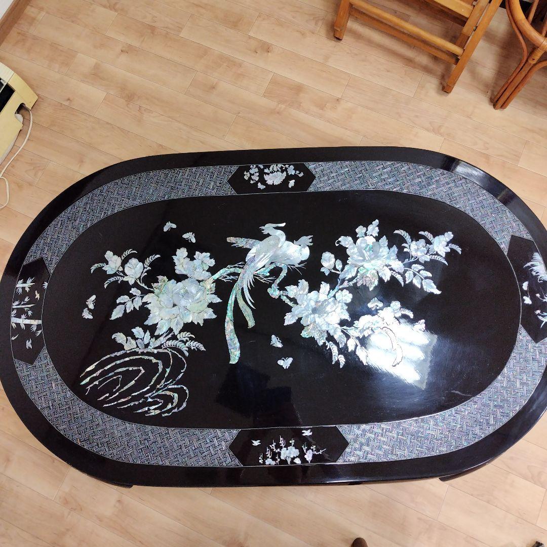 螺鈿テーブル　ローテーブル　座卓　円卓螺鈿　ラデン　高級　李朝家具