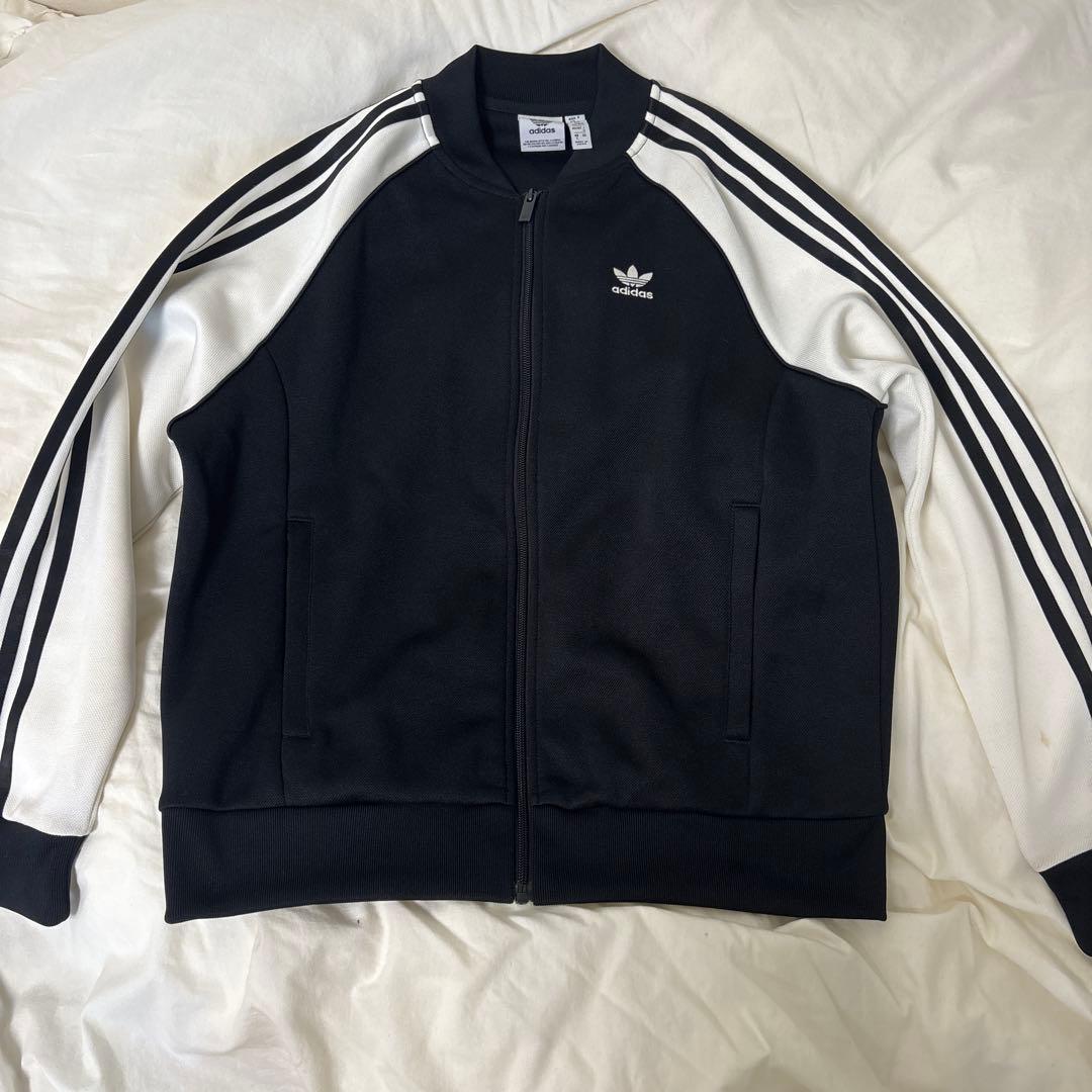 adidas ジャージジャケット ブラック/ホワイト ASIA S