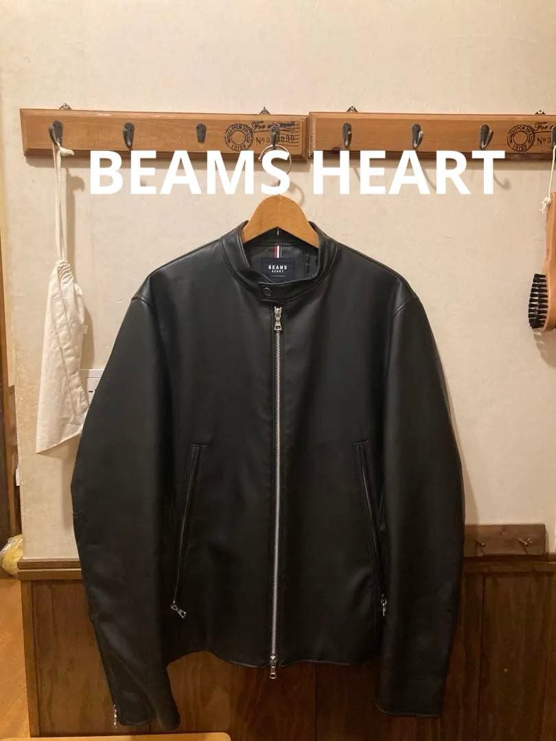 チャス様⭐︎ 美品　BEAMS HEART シングルライダースジャケット XL
