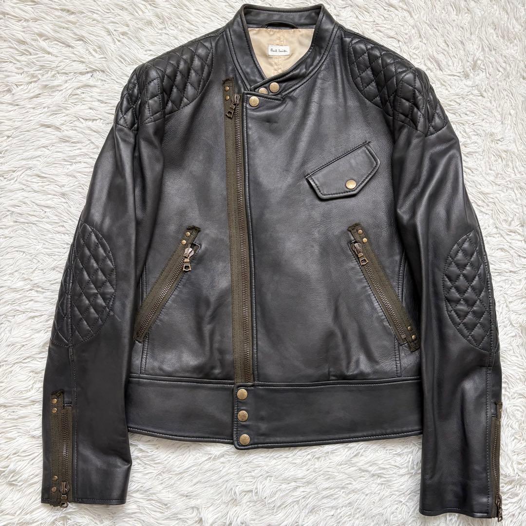 Paul Smith ポールスミス ライダースジャケット キルティング 羊革 黒