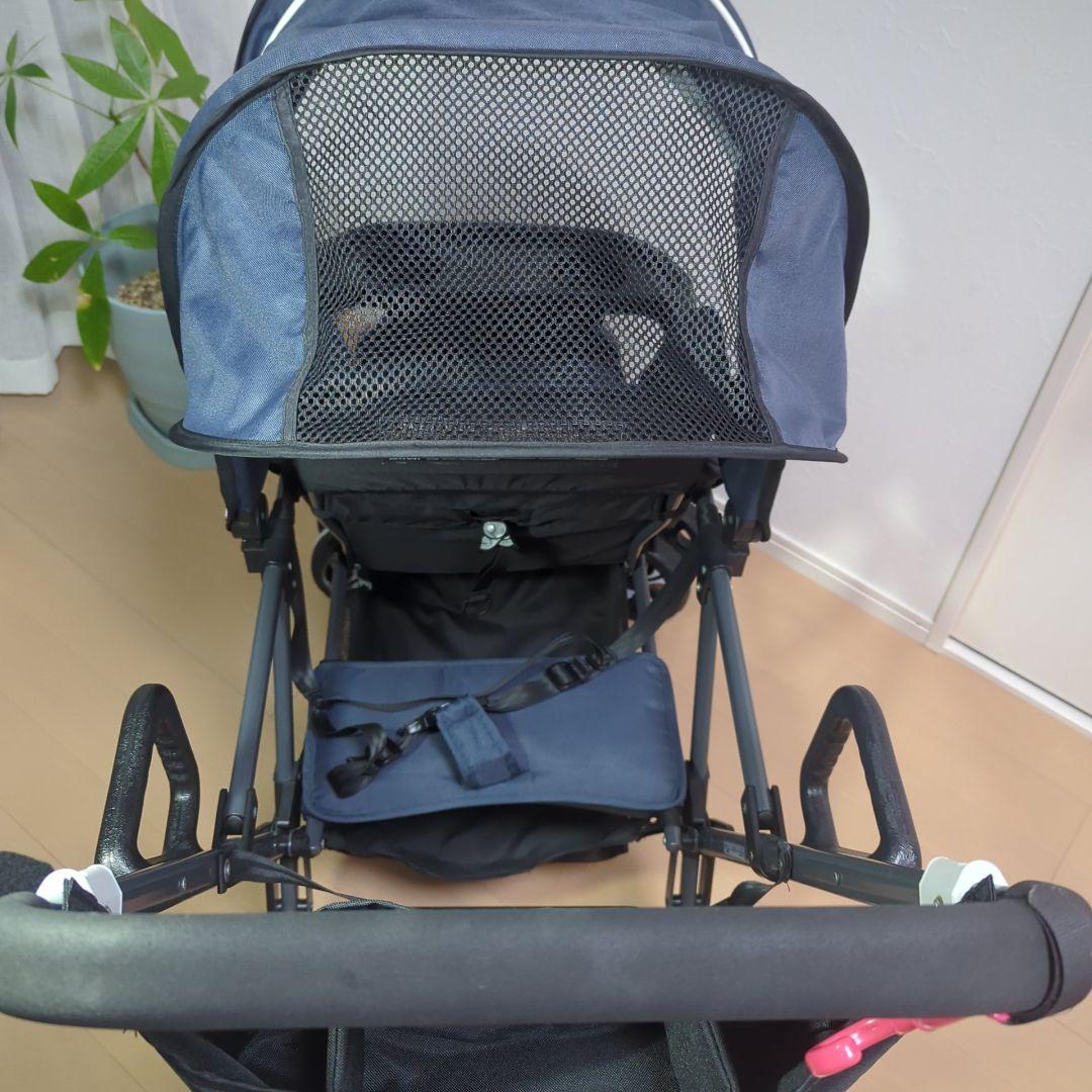 KATOJI 2人でGO 2人乗りベビーカー ネイビー 41911 兄弟 姉妹