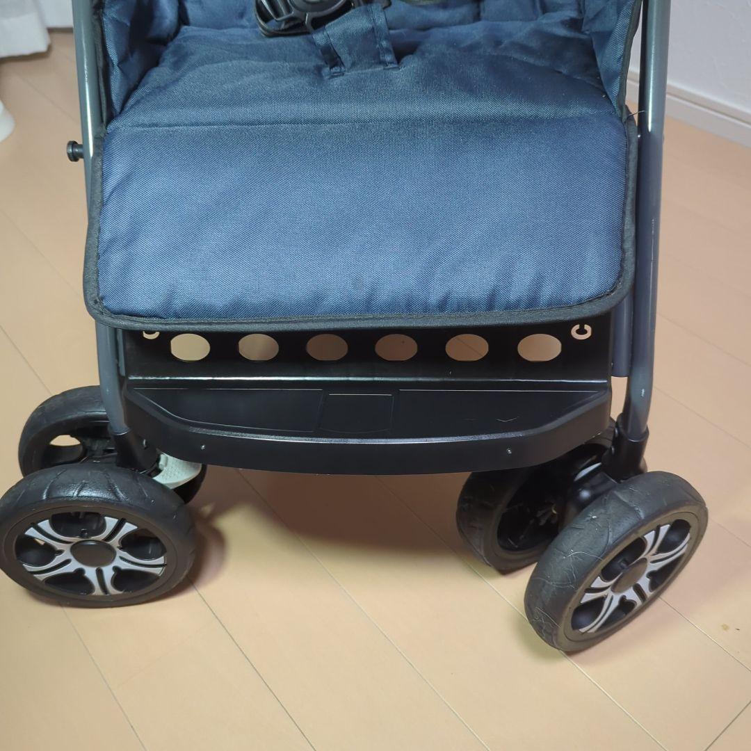KATOJI 2人でGO 2人乗りベビーカー ネイビー 41911 兄弟 姉妹